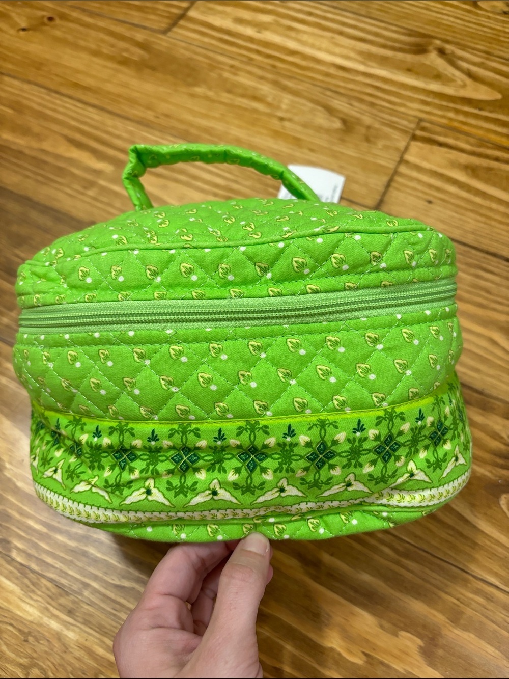 NWT Taylor Layne 100% Cotton Cosmetic Bag in Green Floral Pattern
